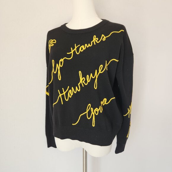 NEW Kadyluxe Iowa Hawkeyes Embroidered Love Letter Sweater Wool Blend - Picture 6 of 14